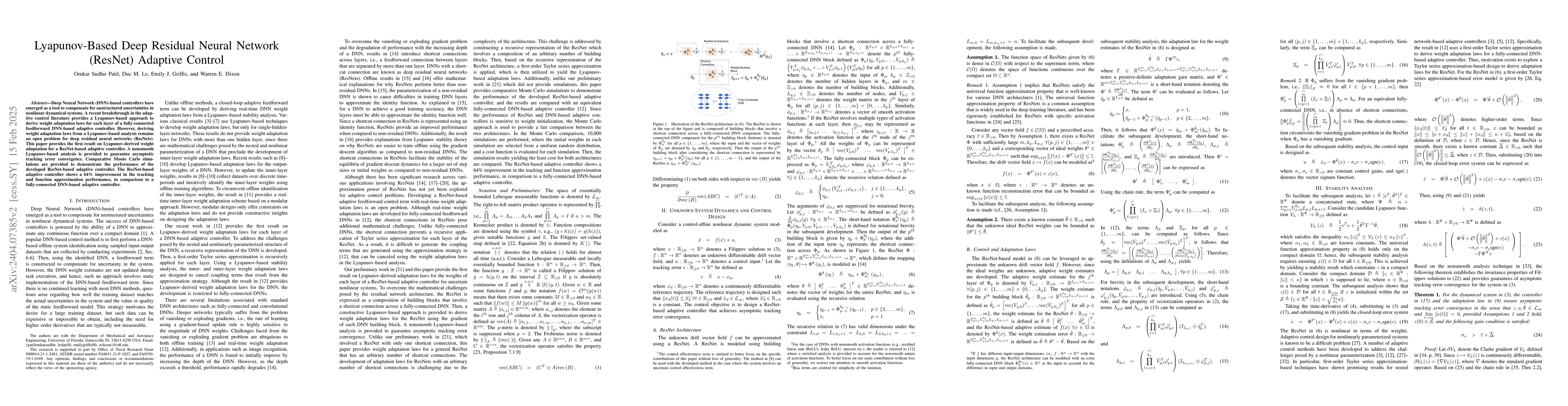 Thumbnail for Lyapunov-Based Deep Residual Neural Network (ResNet) Adaptive Control