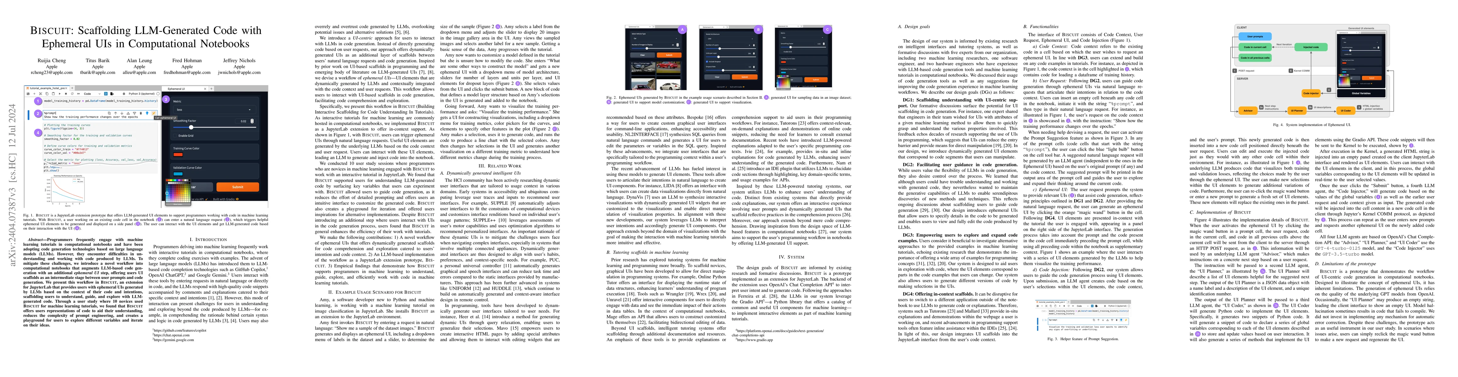 Thumbnail for BISCUIT: Scaffolding LLM-Generated Code with Ephemeral UIs in
  Computational Notebooks