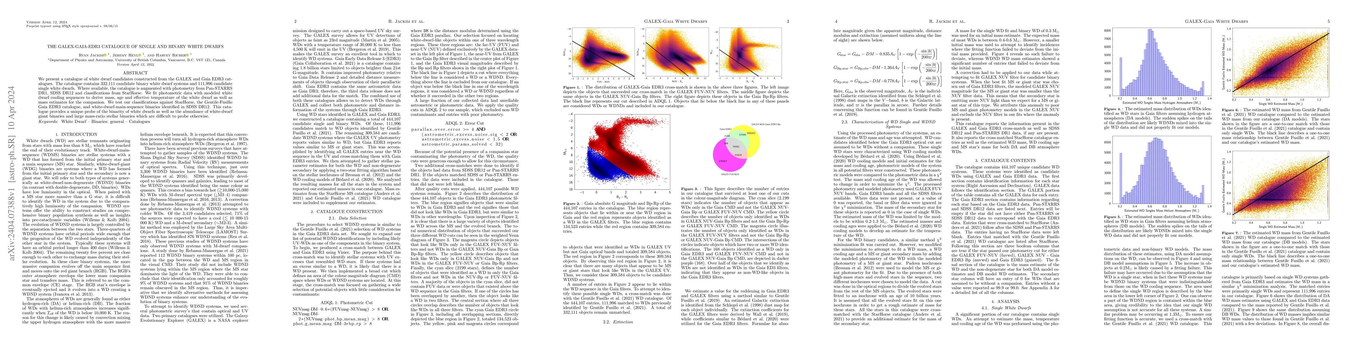 Thumbnail for The GALEX-Gaia-EDR3 Catalogue of Single and Binary White Dwarfs