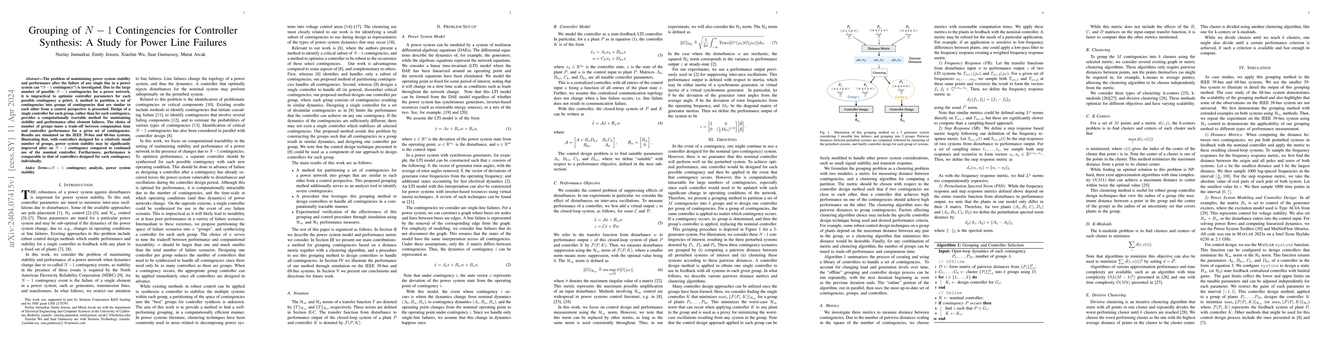 Thumbnail for Grouping of $N-1$ Contingencies for Controller Synthesis: A Study for
  Power Line Failures