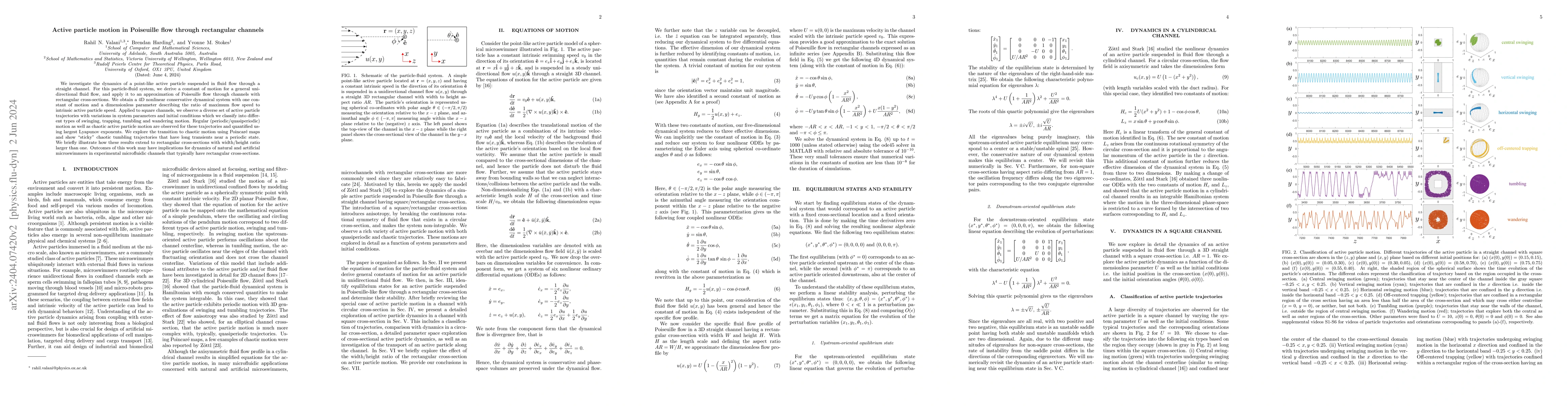 Thumbnail for Active particle motion in Poiseuille flow through rectangular channels