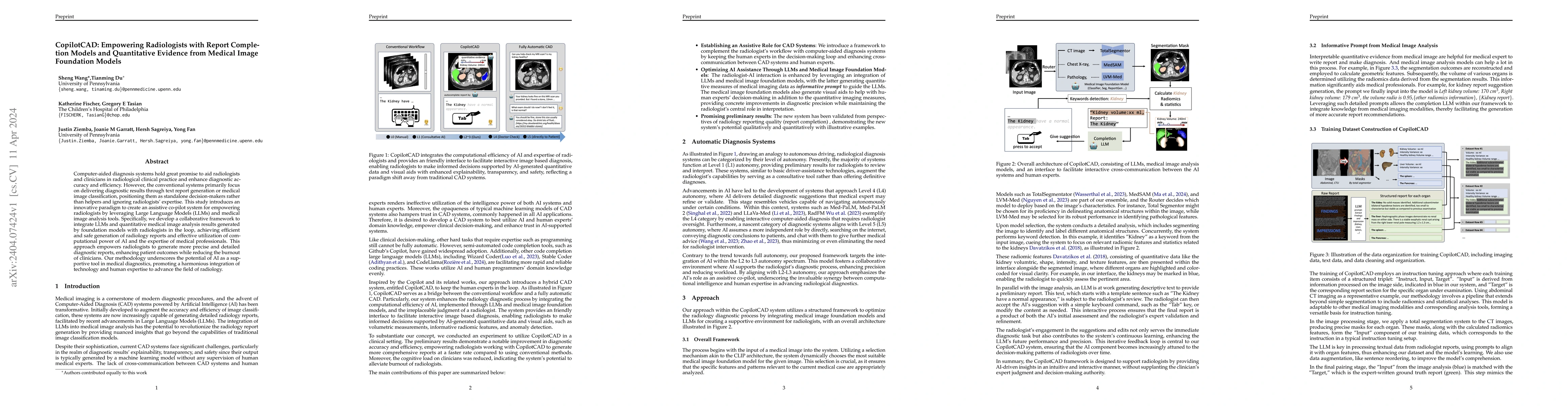 Thumbnail for CopilotCAD: Empowering Radiologists with Report Completion Models and
  Quantitative Evidence from Medical Image Foundation Models