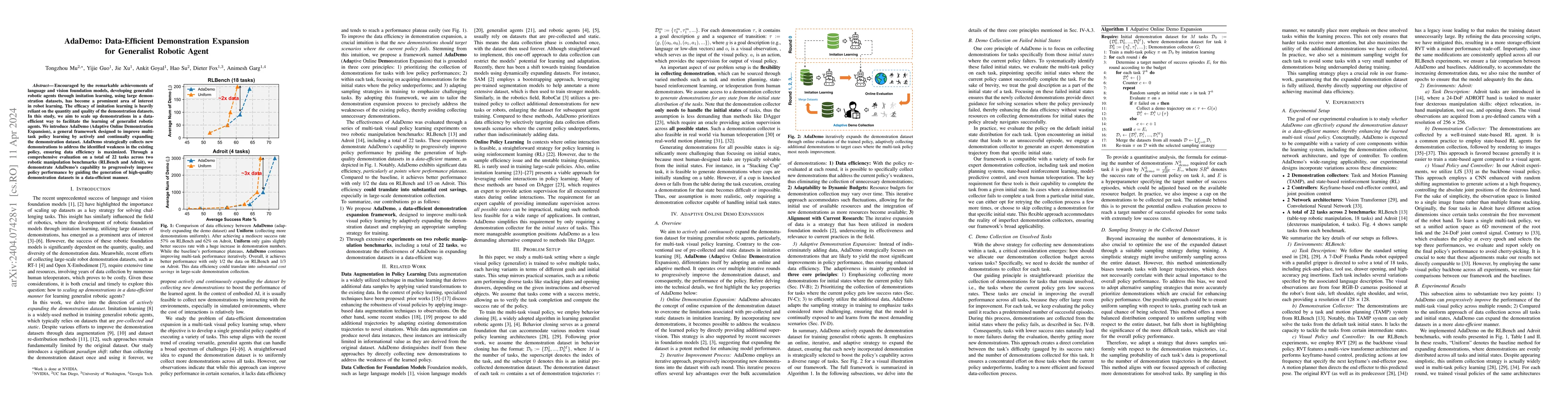 Thumbnail for AdaDemo: Data-Efficient Demonstration Expansion for Generalist Robotic
  Agent