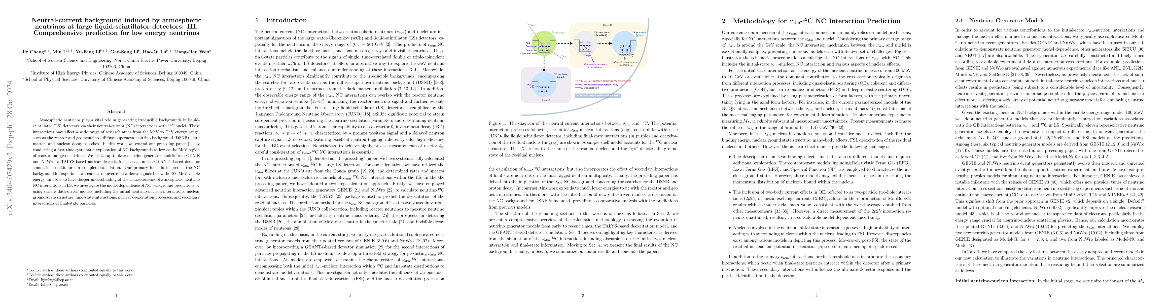 Thumbnail for Neutral-current background induced by atmospheric neutrinos at large
  liquid-scintillator detectors: III. Quantitative calculations for reactor
  neutrinos
