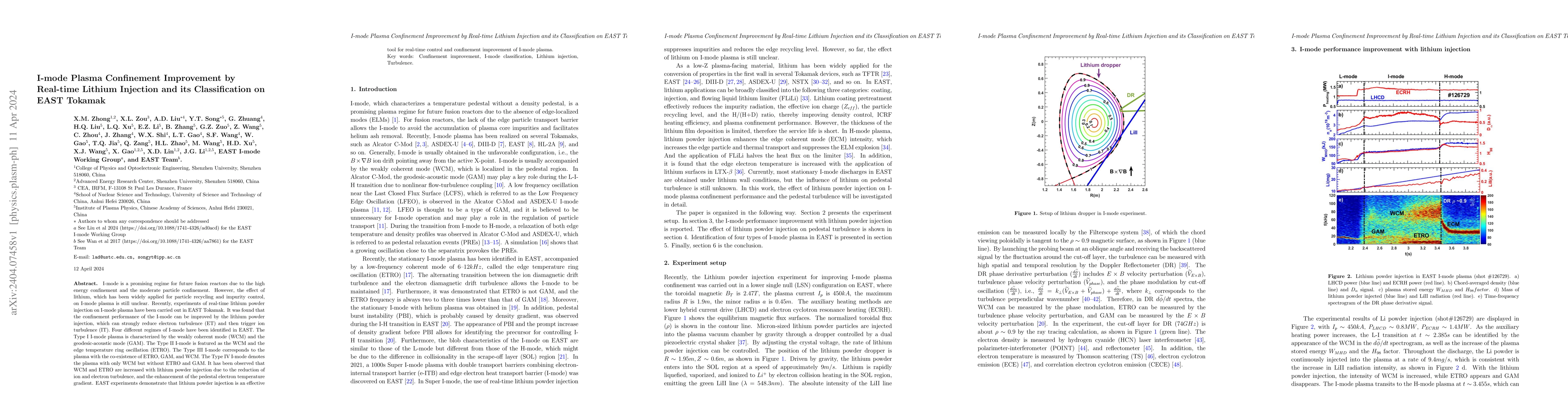 Thumbnail for I-mode Plasma Confinement Improvement by Real-time Lithium Injection and
  its Classification on EAST Tokamak