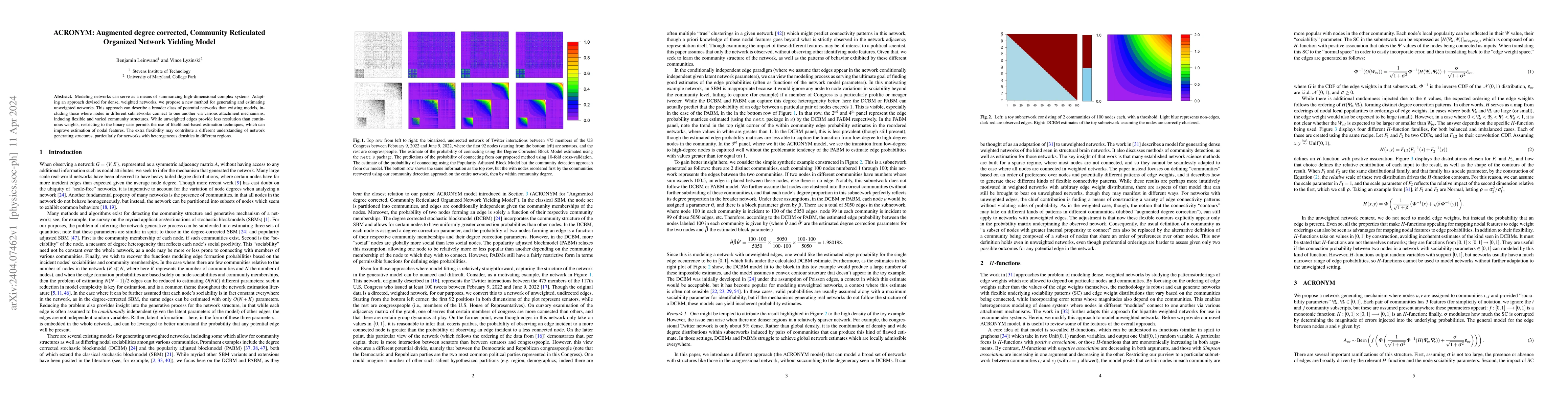 Thumbnail for ACRONYM: Augmented degree corrected, Community Reticulated Organized
  Network Yielding Model