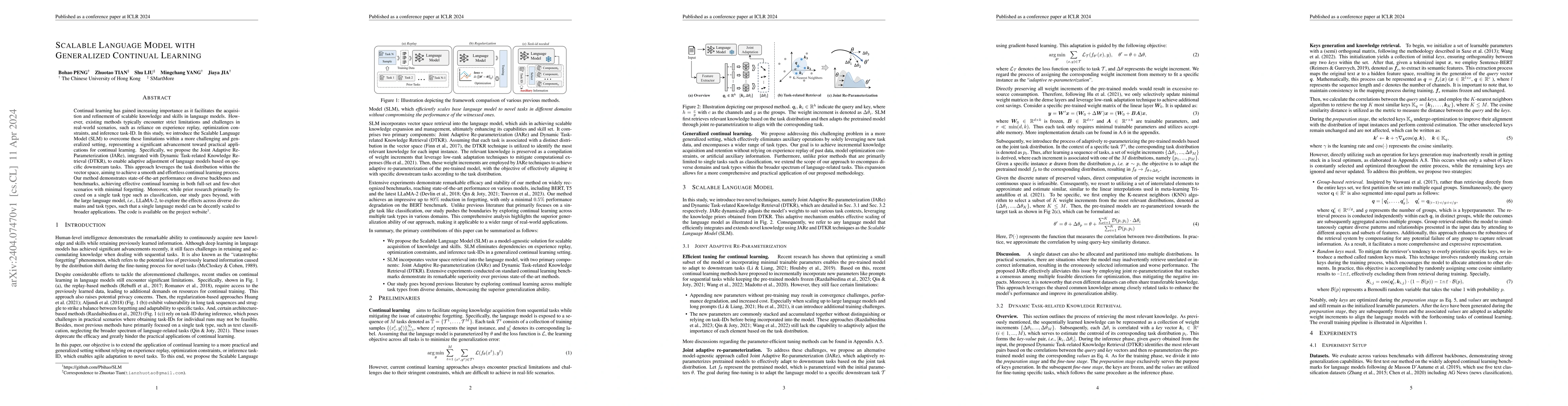 Thumbnail for Scalable Language Model with Generalized Continual Learning
