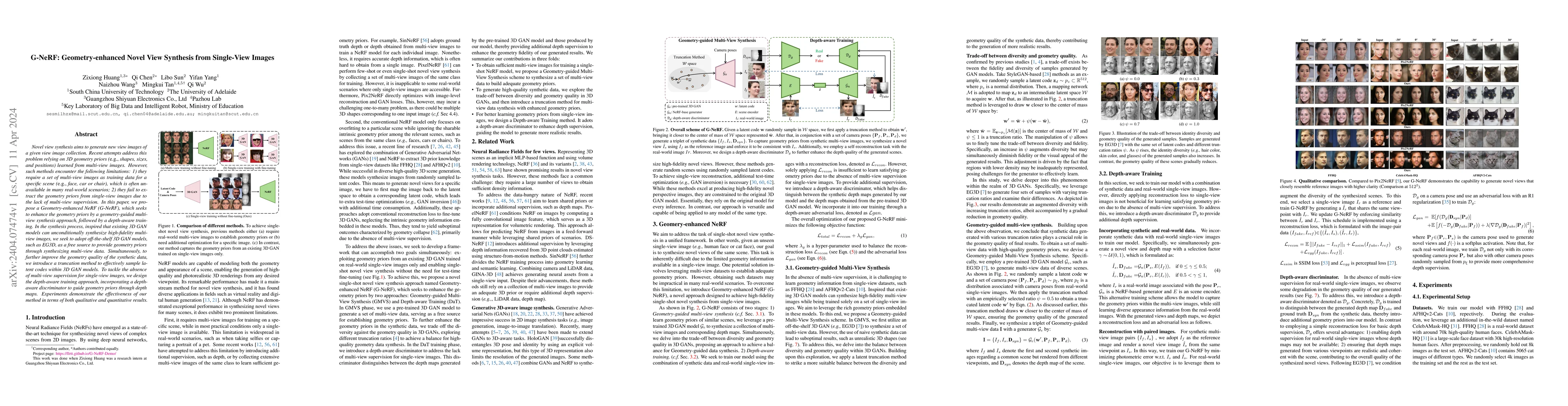 Thumbnail for G-NeRF: Geometry-enhanced Novel View Synthesis from Single-View Images