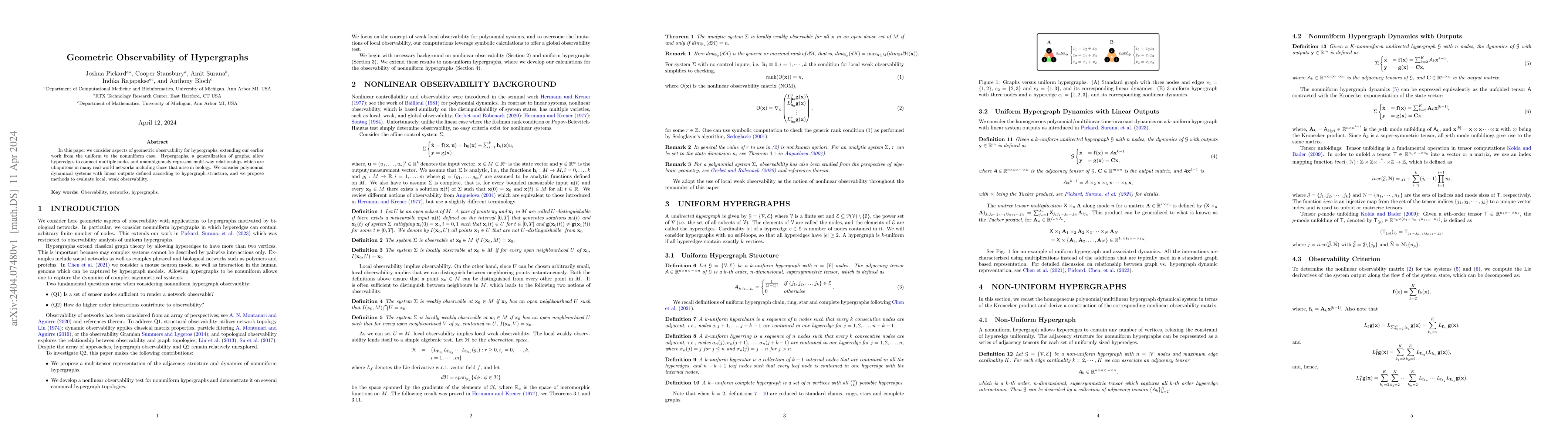 Thumbnail for Geometric Aspects of Observability of Hypergraphs