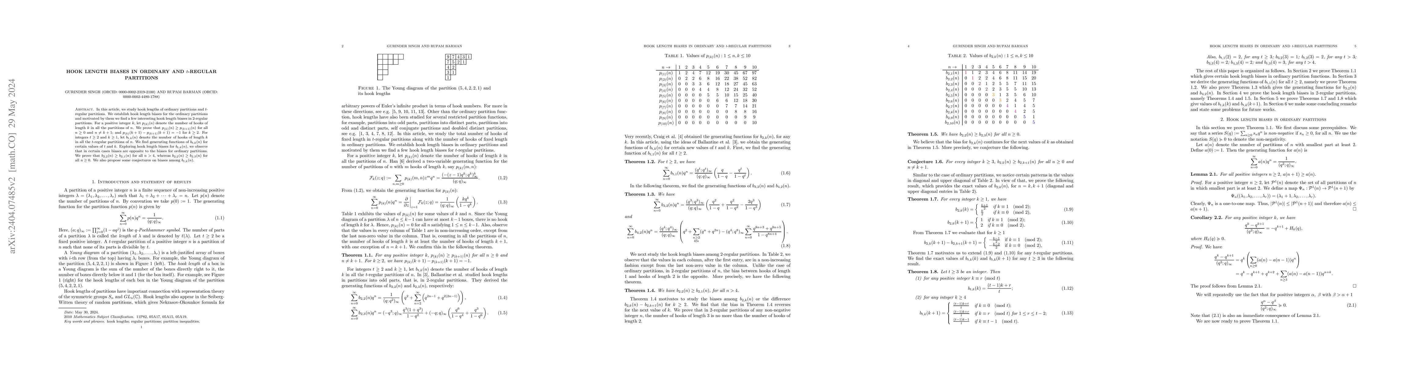 Thumbnail for Hook length biases in ordinary and $t$-regular partitions