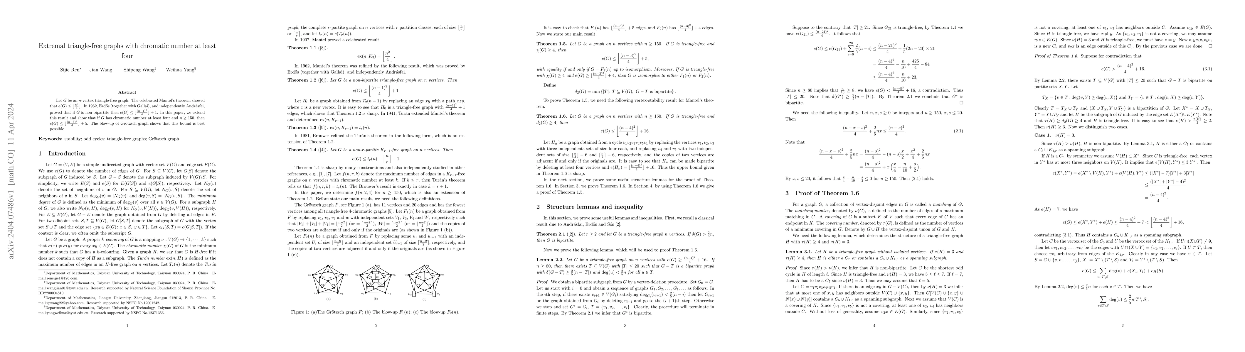 Thumbnail for Extremal triangle-free graphs with chromatic number at least four