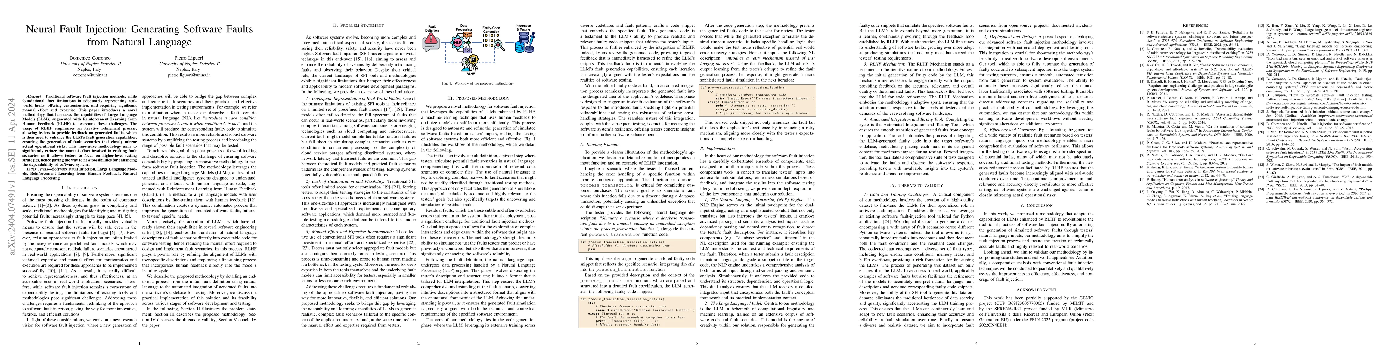 Thumbnail for Neural Fault Injection: Generating Software Faults from Natural Language