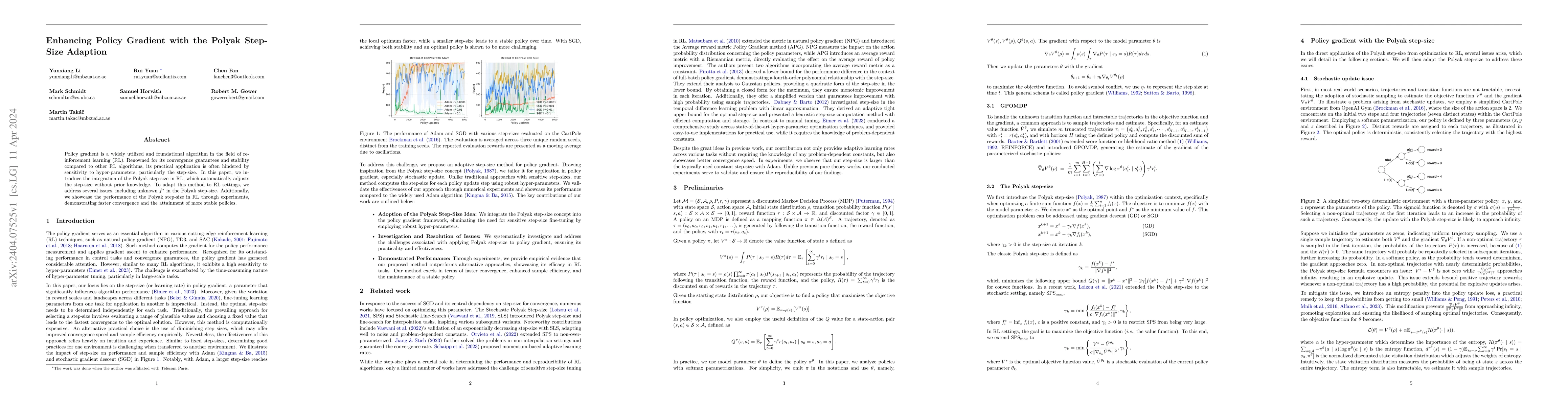 Thumbnail for Enhancing Policy Gradient with the Polyak Step-Size Adaption