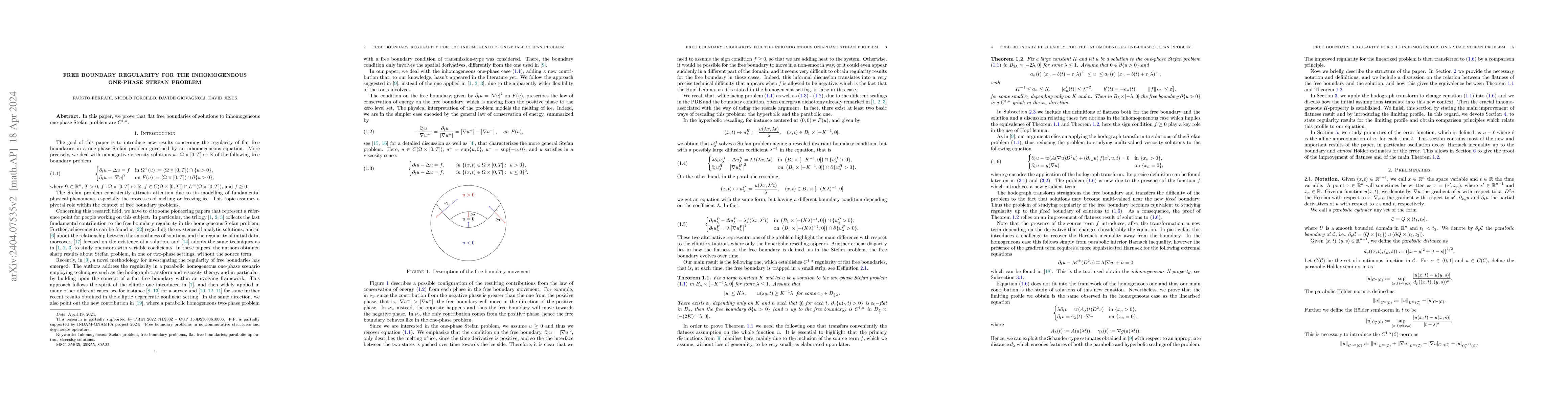 Thumbnail for Free boundary regularity for the inhomogeneous one-phase Stefan problem