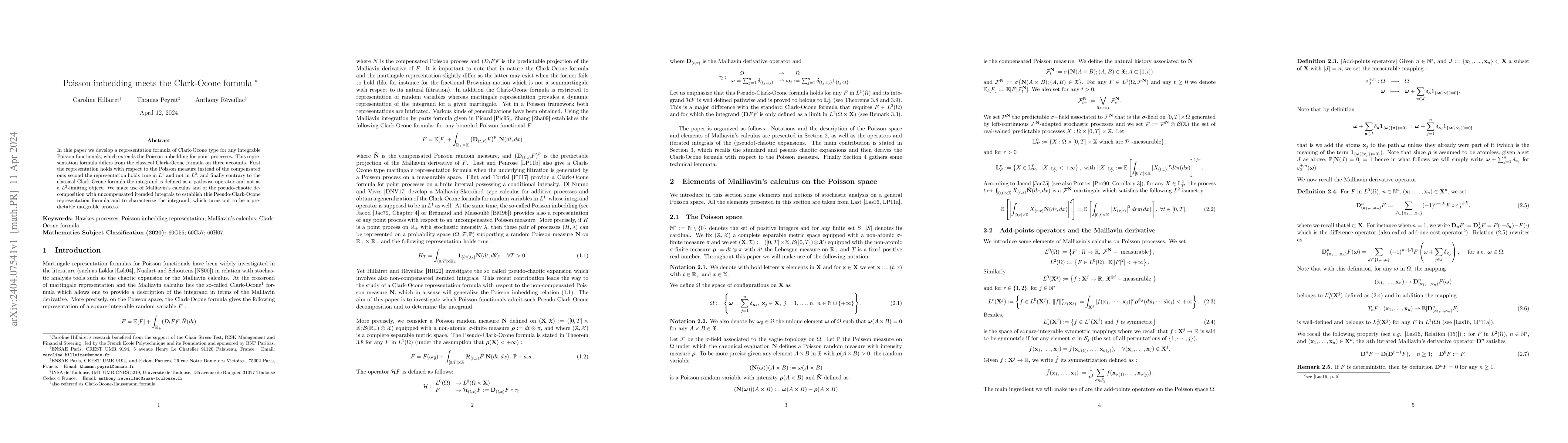 Thumbnail for Poisson imbedding meets the Clark-Ocone formula