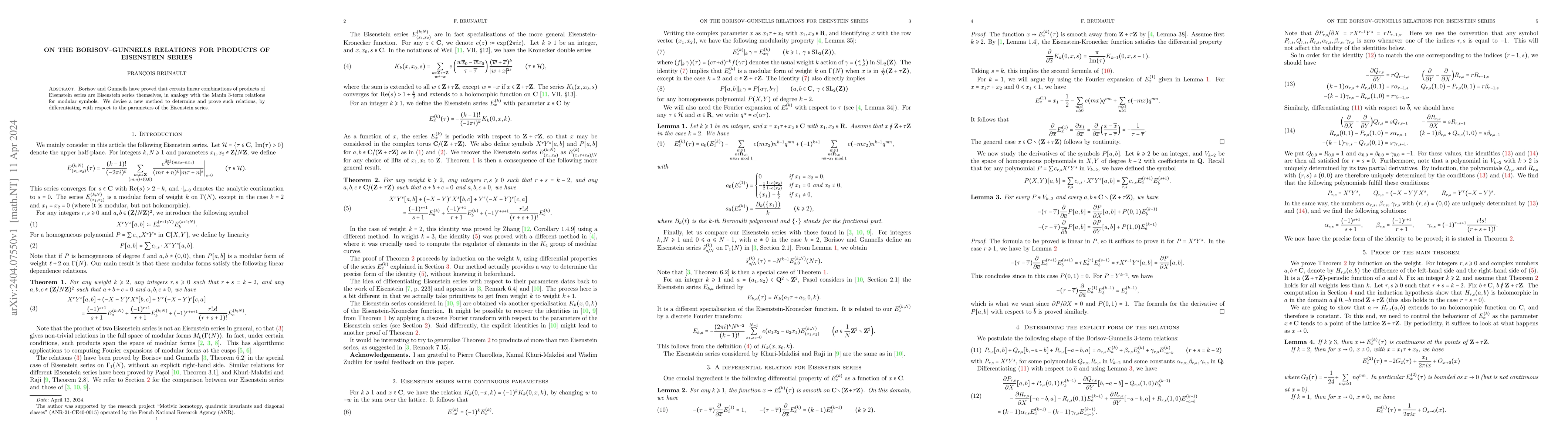 Thumbnail for On the Borisov-Gunnells relations for products of Eisenstein series
