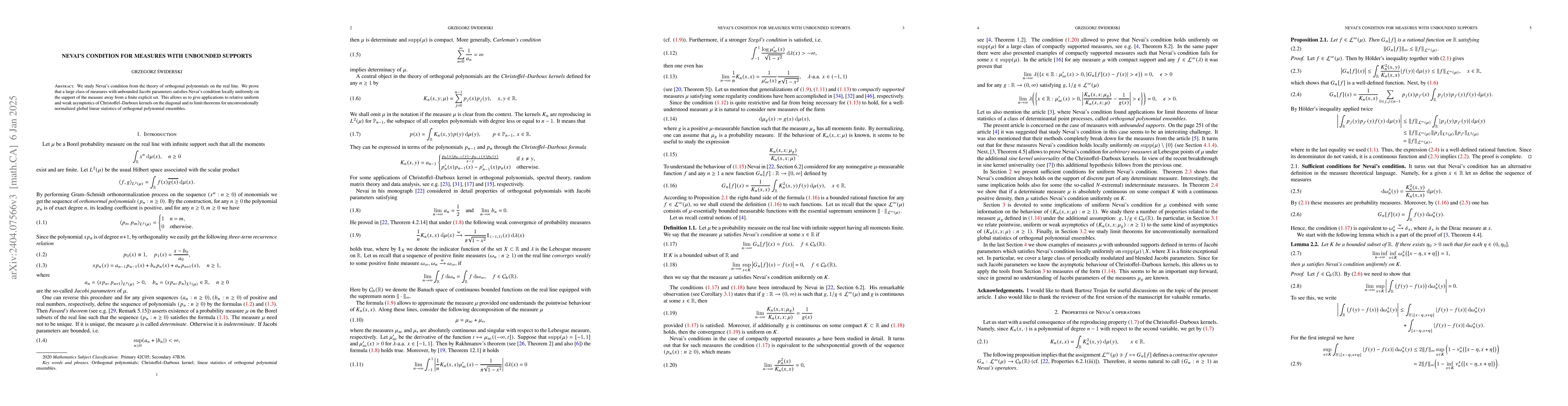 Thumbnail for Nevai's condition for measures with unbounded supports