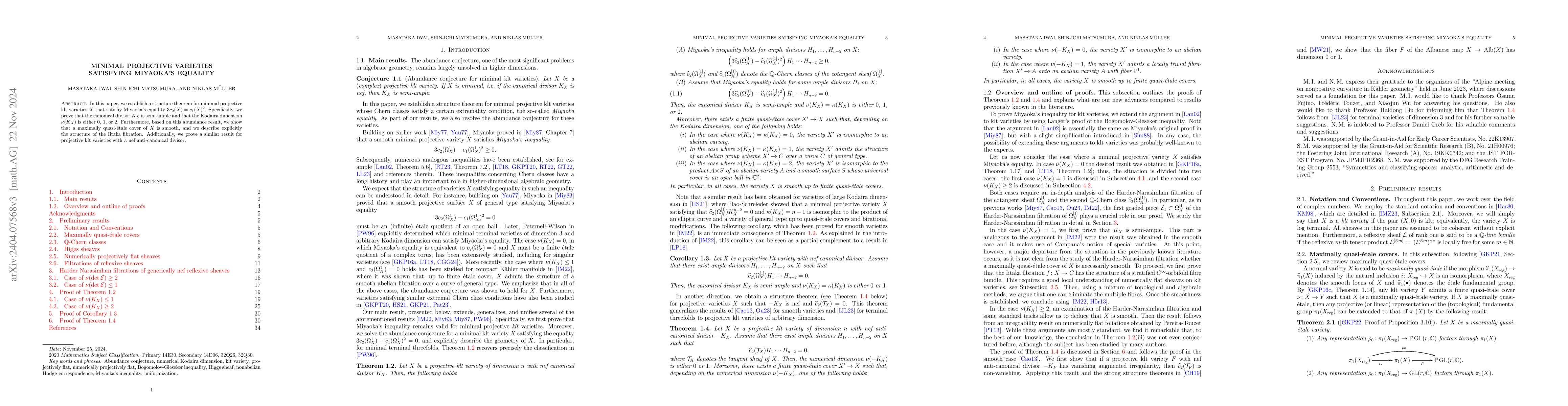 Thumbnail for Abundance theorem for minimal projective varieties satisfying Miyaoka's
  equality