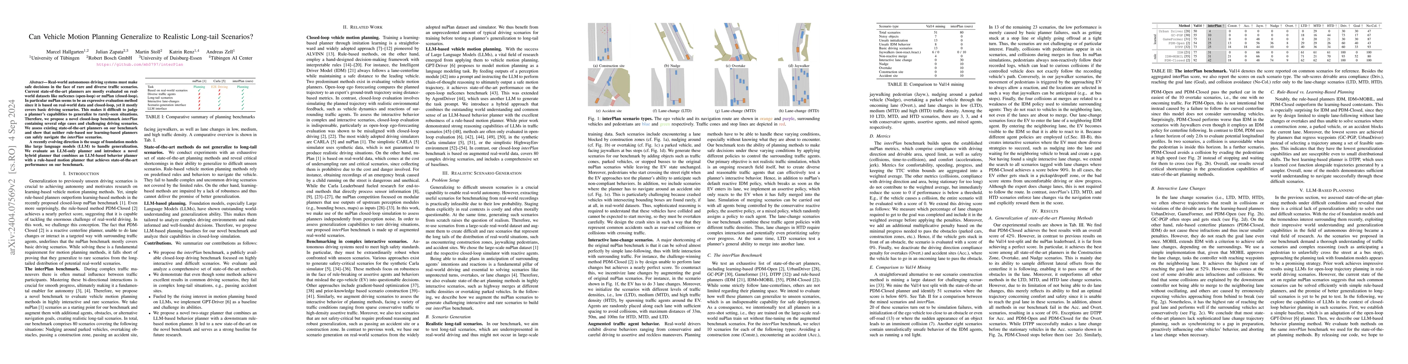 Thumbnail for Can Vehicle Motion Planning Generalize to Realistic Long-tail Scenarios?