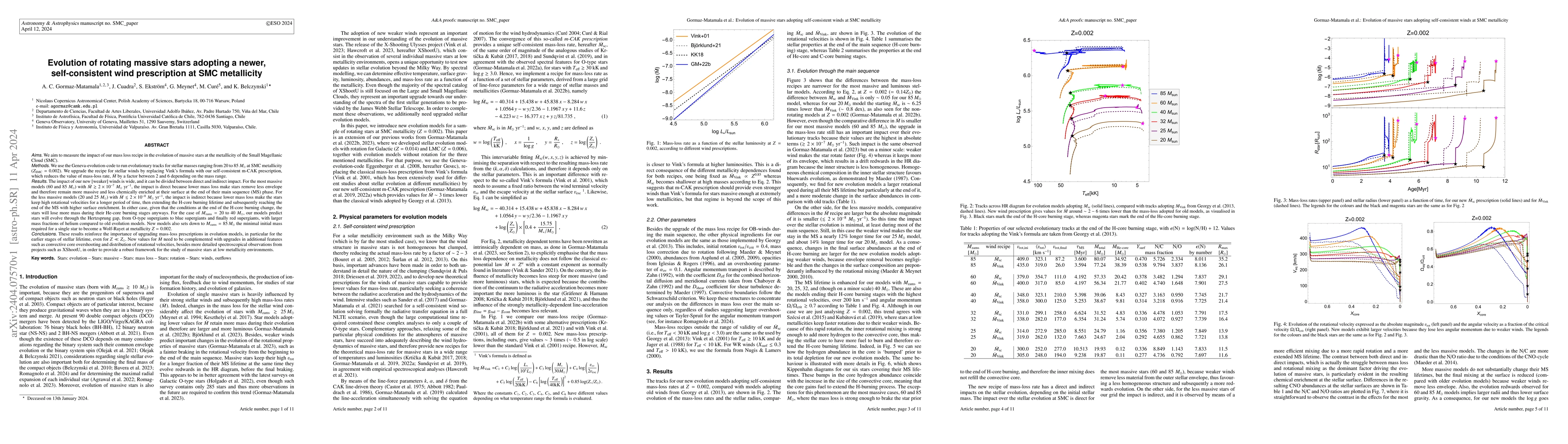 Thumbnail for Evolution of rotating massive stars adopting a newer, self-consistent
  wind prescription at SMC metallicity