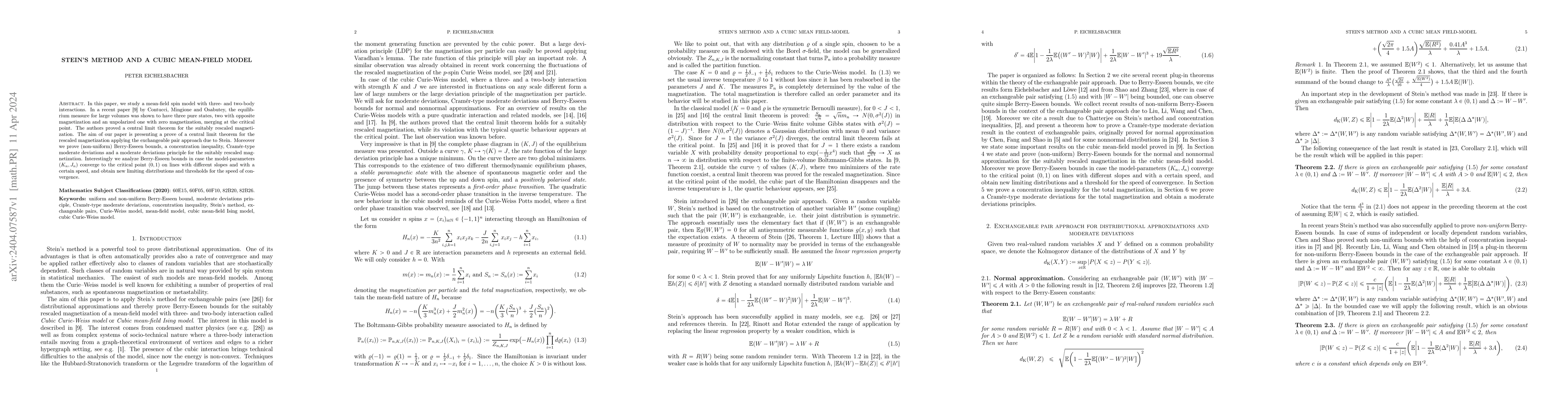Thumbnail for Stein's method and a cubic mean-field model