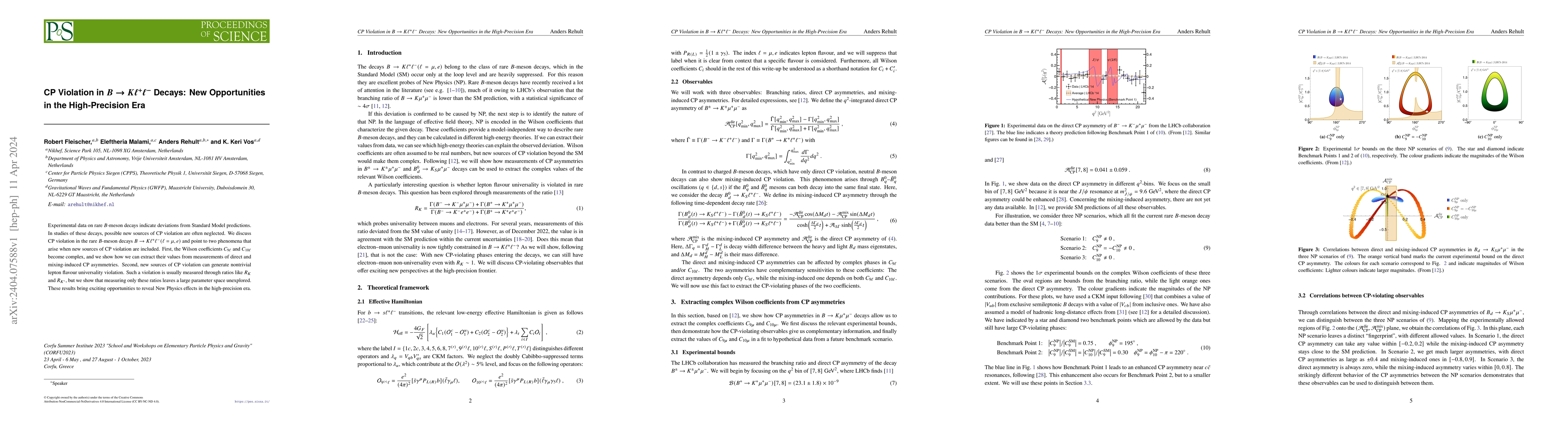 Thumbnail for CP Violation in $B \to K\ell^+\ell^-$ Decays: New Opportunities in the
  High-Precision Era