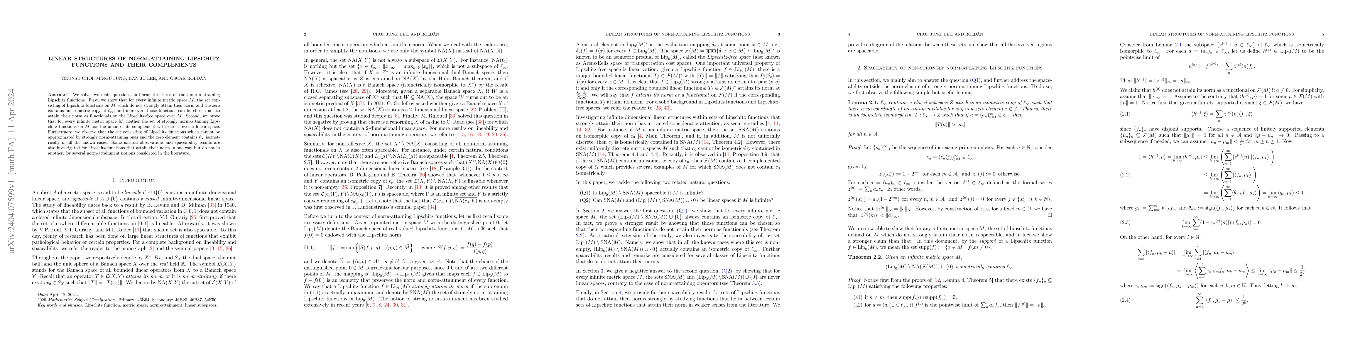 Thumbnail for Linear structures of norm-attaining Lipschitz functions and their
  complements