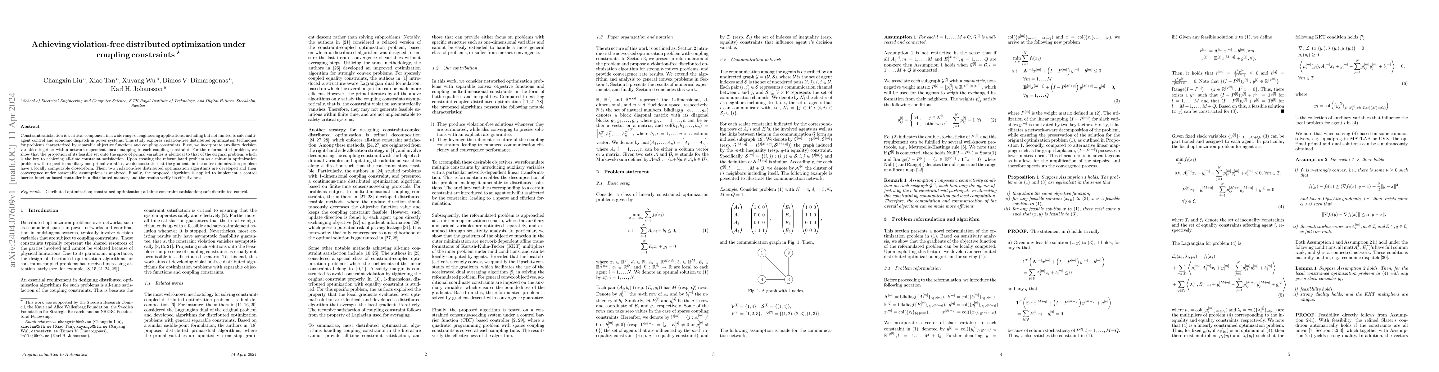 Thumbnail for Achieving violation-free distributed optimization under coupling
  constraints