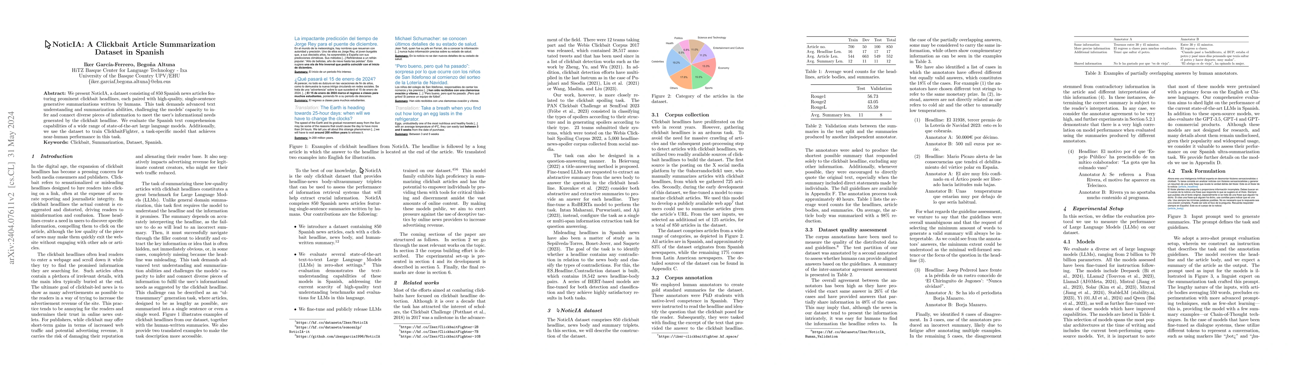Thumbnail for NoticIA: A Clickbait Article Summarization Dataset in Spanish