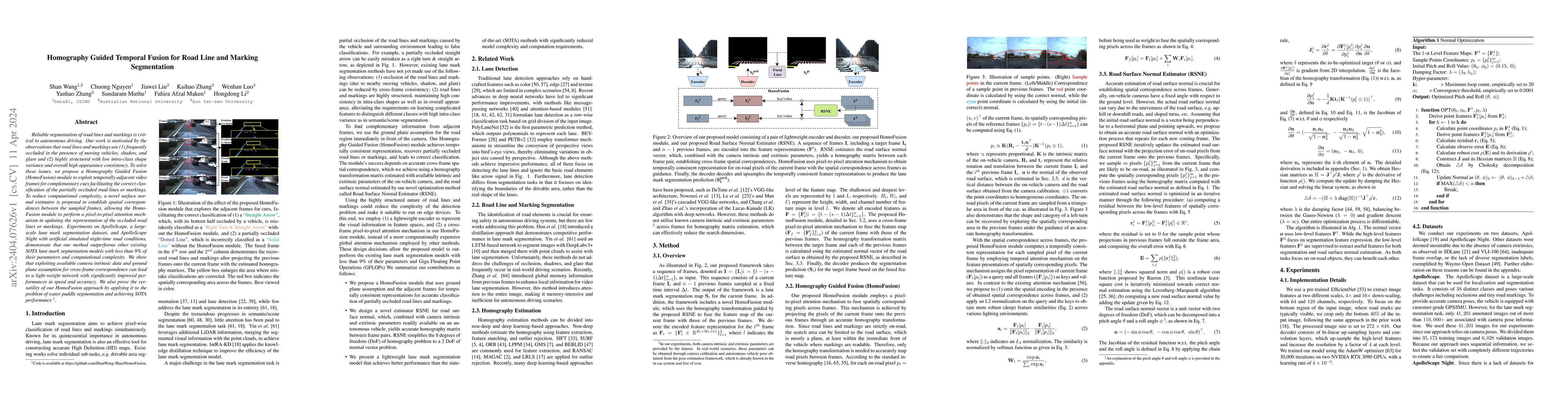 Thumbnail for Homography Guided Temporal Fusion for Road Line and Marking Segmentation