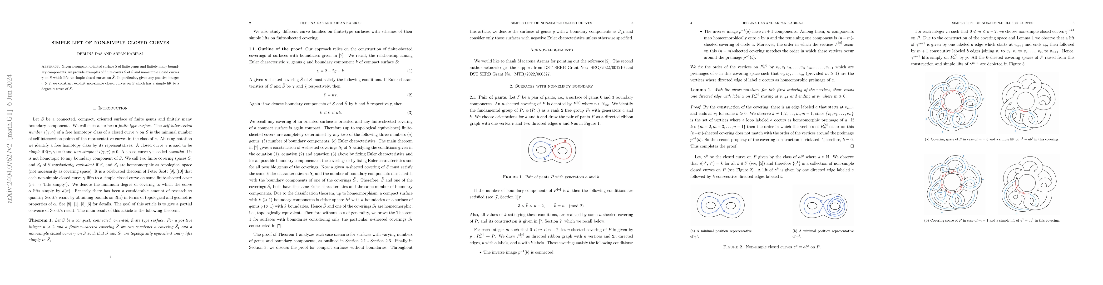 Thumbnail for Simple lift of non-simple closed curves