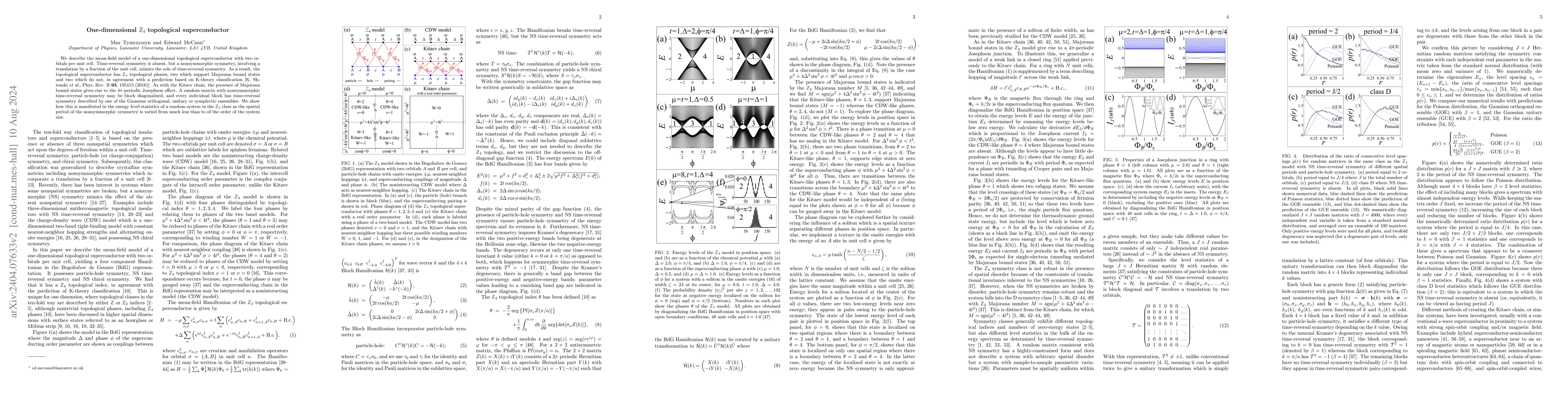 Thumbnail for One-dimensional $\mathbb{Z}_4$ topological superconductor