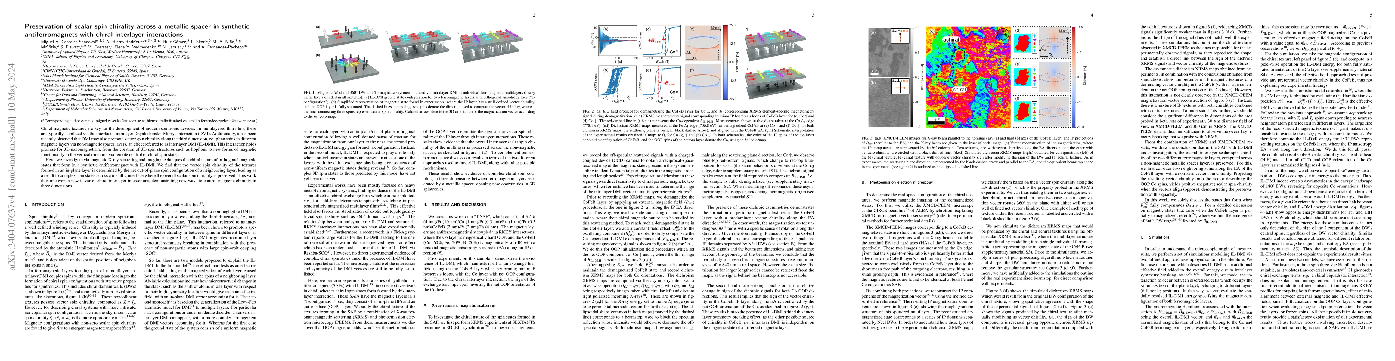 Thumbnail for Preservation of scalar spin chirality across a metallic spacer in
  synthetic antiferromagnets with chiral interlayer interactions