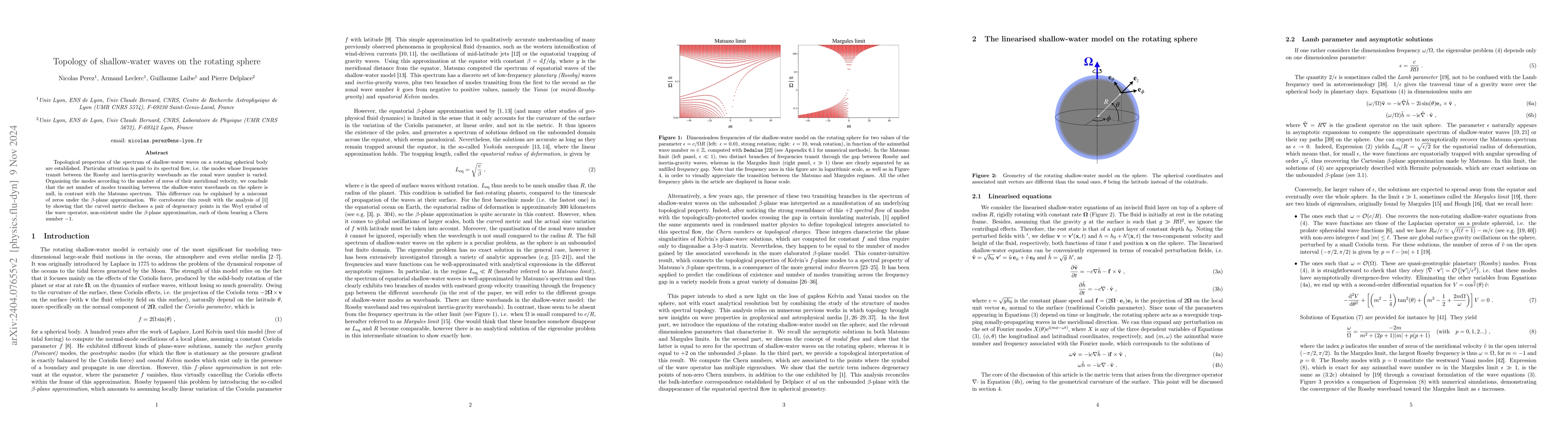 Thumbnail for Topology of shallow-water waves on the rotating sphere