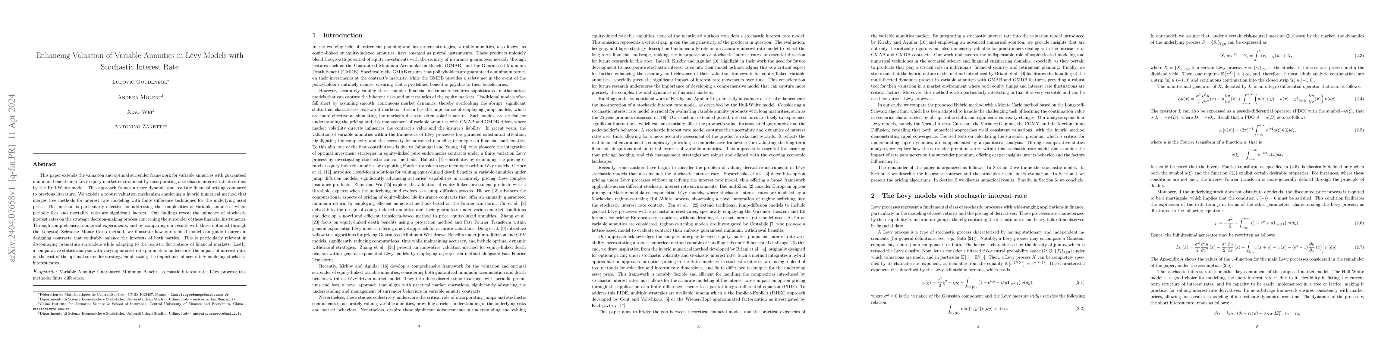Thumbnail for Enhancing Valuation of Variable Annuities in L\'evy Models with
  Stochastic Interest Rate