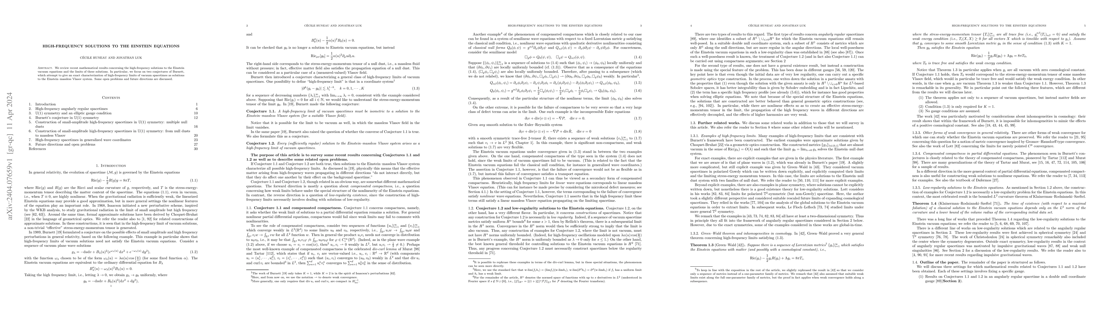 Thumbnail for High-frequency solutions to the Einstein equations