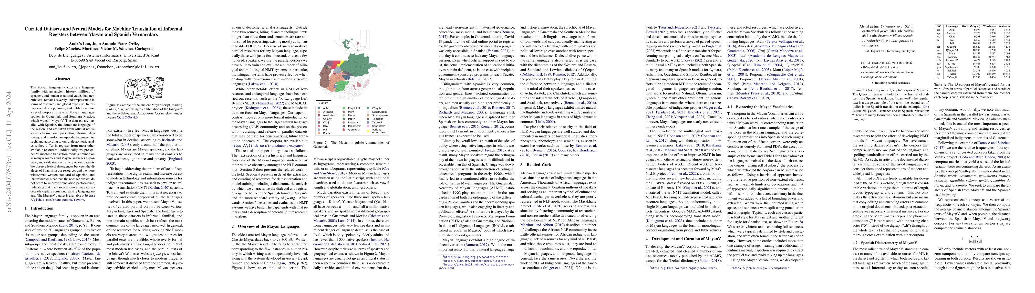 Thumbnail for Curated Datasets and Neural Models for Machine Translation of Informal
  Registers between Mayan and Spanish Vernaculars