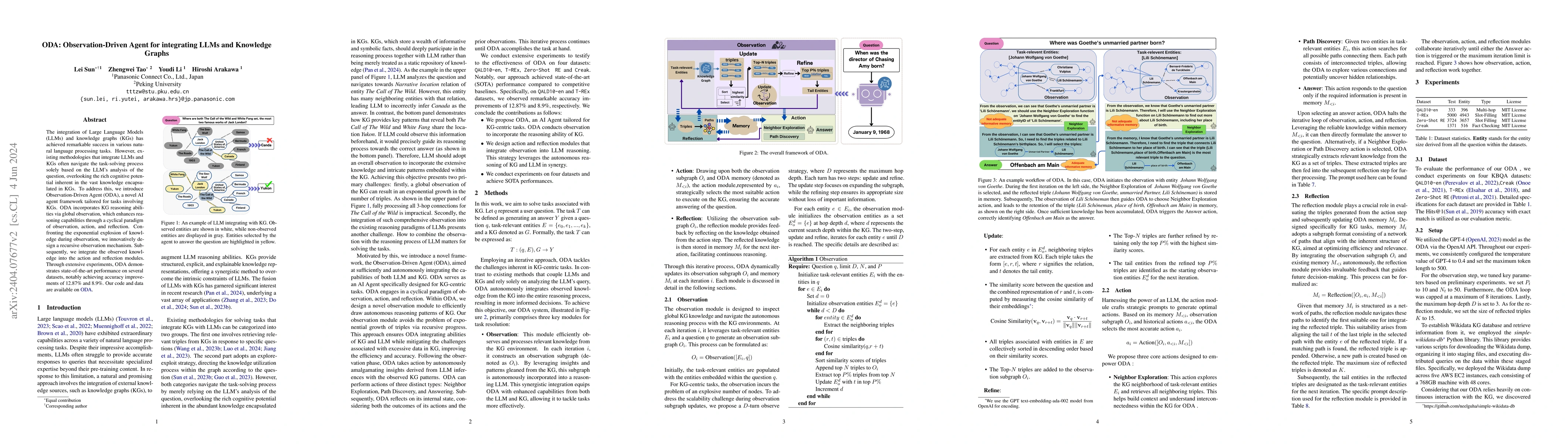 Thumbnail for ODA: Observation-Driven Agent for integrating LLMs and Knowledge Graphs