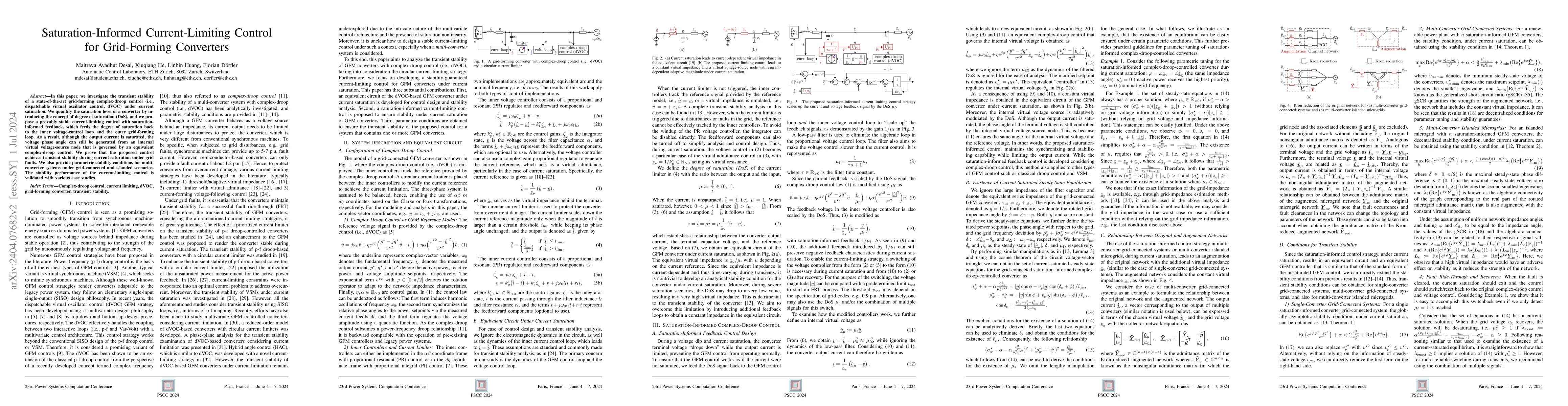 Thumbnail for Saturation-Informed Current-Limiting Control for Grid-Forming Converters