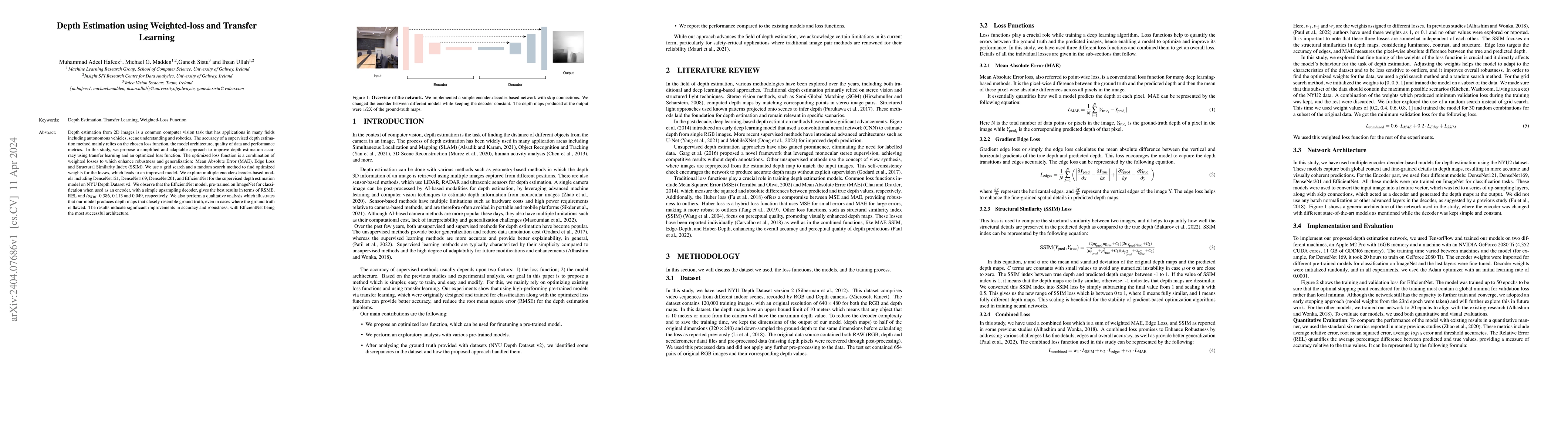 Thumbnail for Depth Estimation using Weighted-loss and Transfer Learning