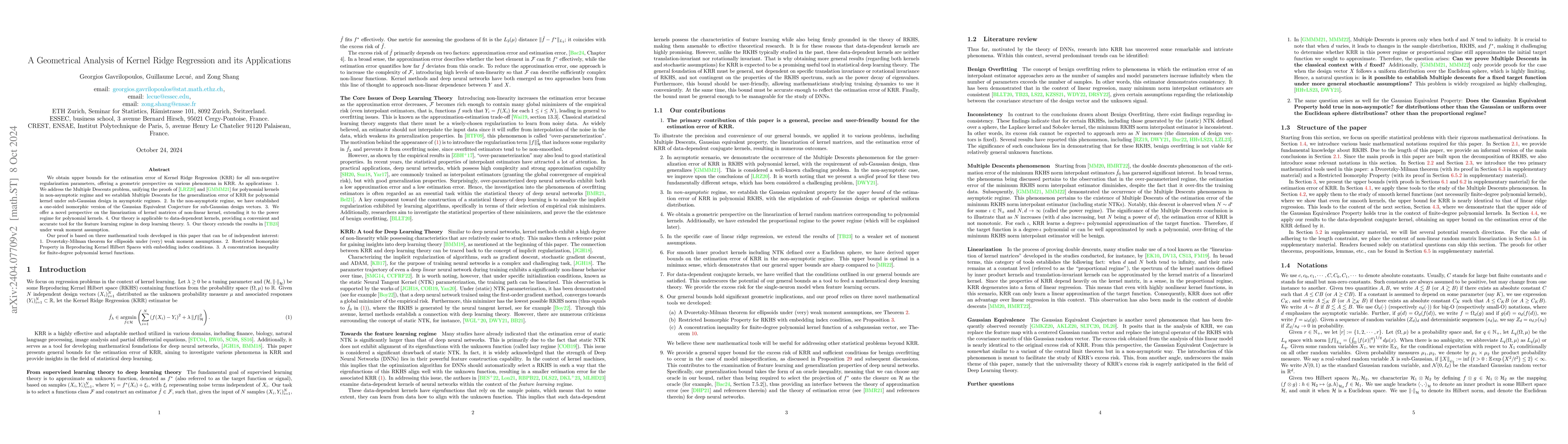 Thumbnail for A Geometrical Analysis of Kernel Ridge Regression and its Applications