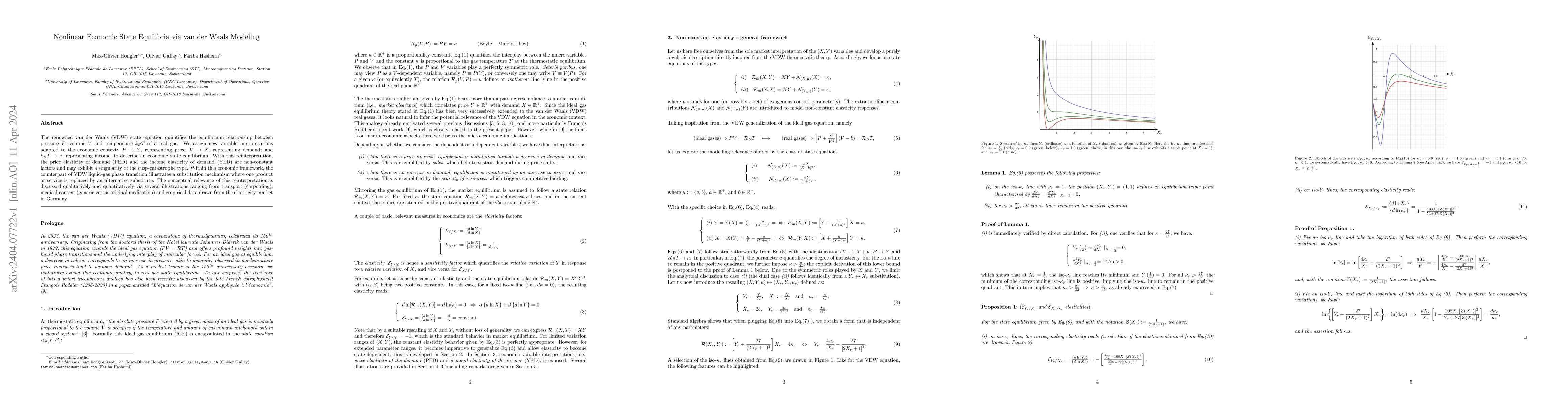 Thumbnail for Nonlinear Economic State Equilibria via van der Waals Modeling