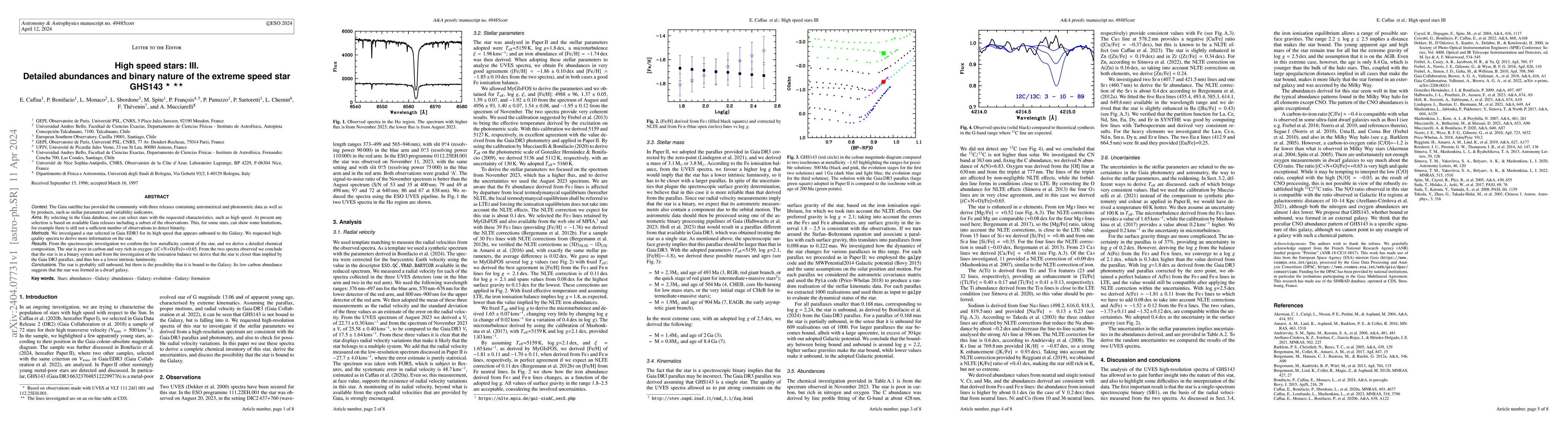Thumbnail for High speed stars: III. Detailed abundances and binary nature of the
  extreme speed star GHS143