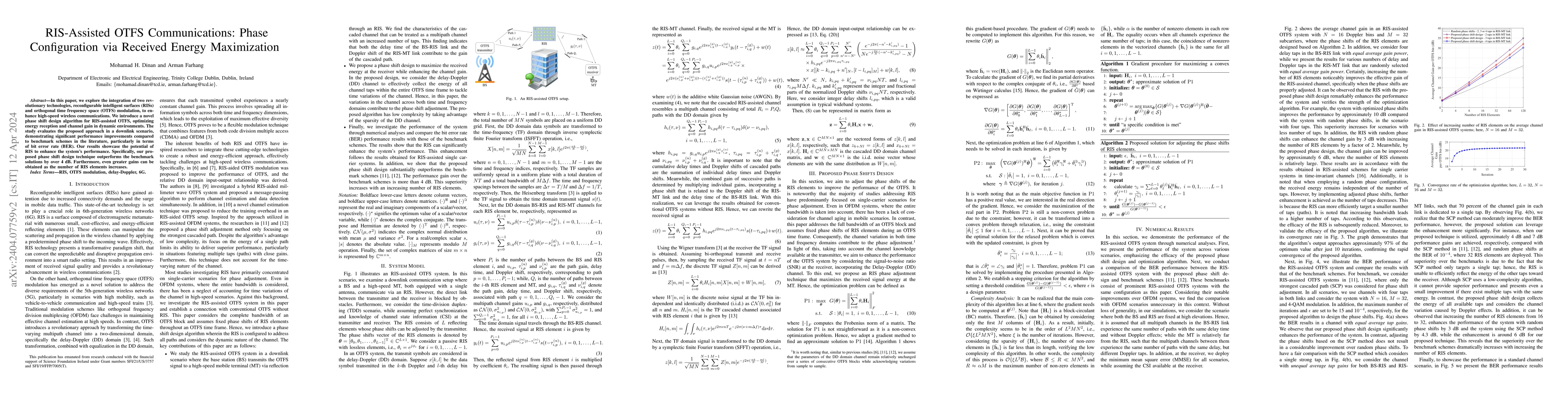 Thumbnail for RIS-Assisted OTFS Communications: Phase Configuration via Received
  Energy Maximization