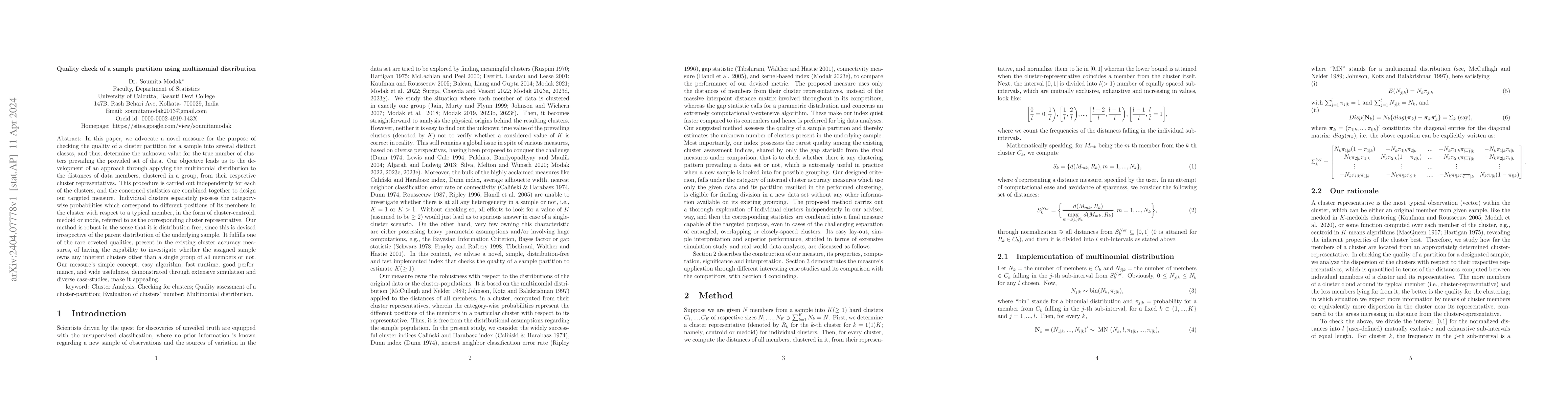Thumbnail for Quality check of a sample partition using multinomial distribution
