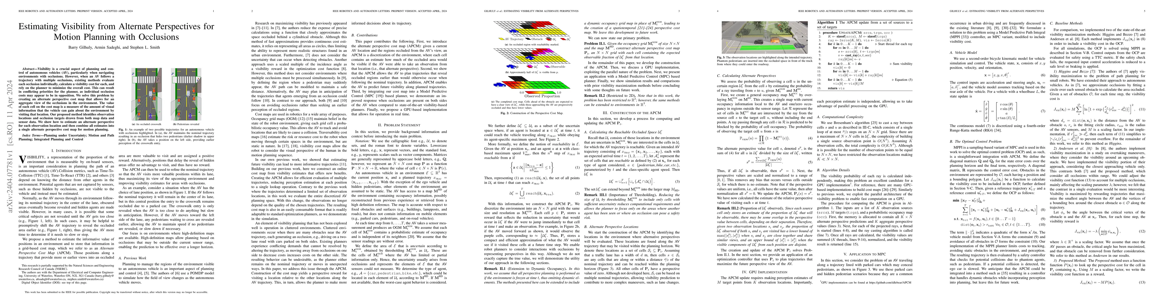 Thumbnail for Estimating Visibility from Alternate Perspectives for Motion Planning
  with Occlusions