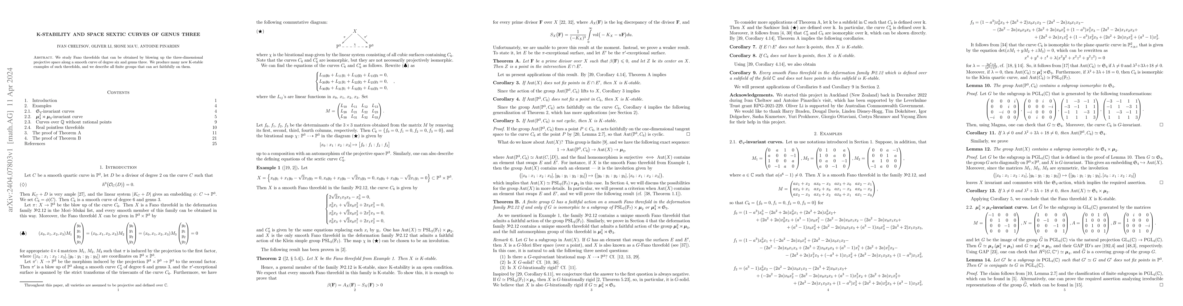 Thumbnail for K-stability and space sextic curves of genus three