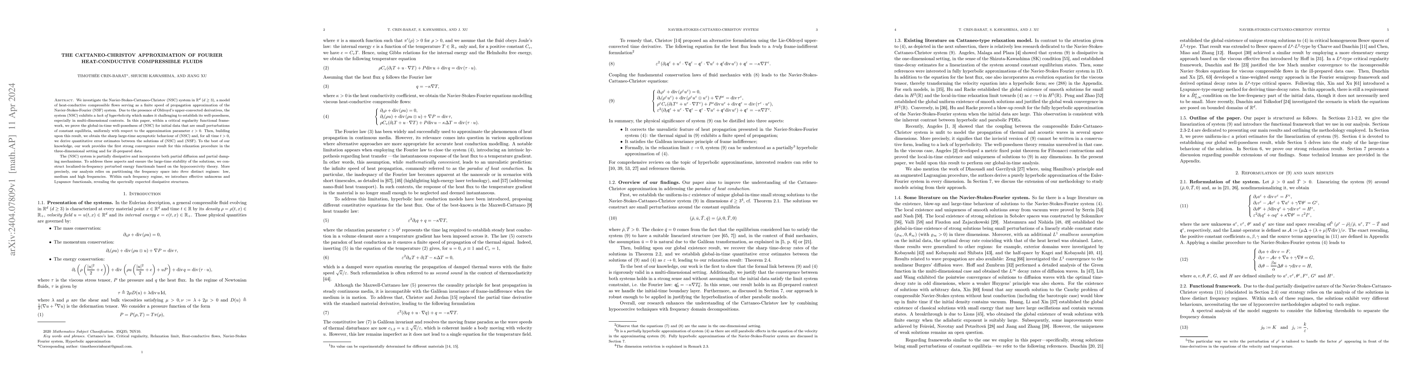 Thumbnail for The Cattaneo-Christov approximation of Fourier heat-conductive
  compressible fluids
