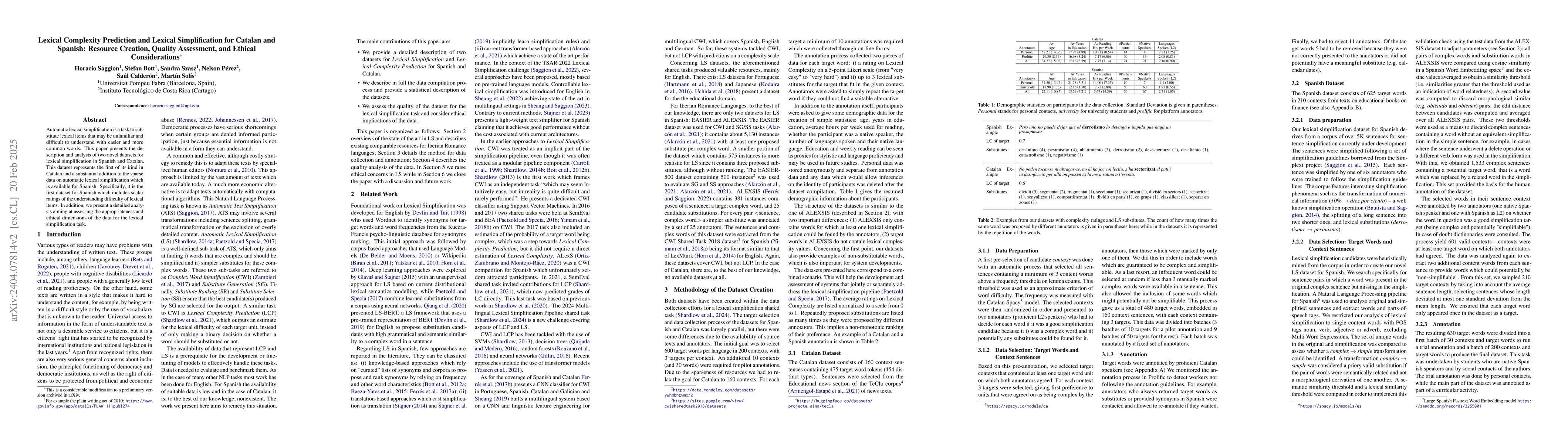 Thumbnail for MultiLS-SP/CA: Lexical Complexity Prediction and Lexical Simplification
  Resources for Catalan and Spanish