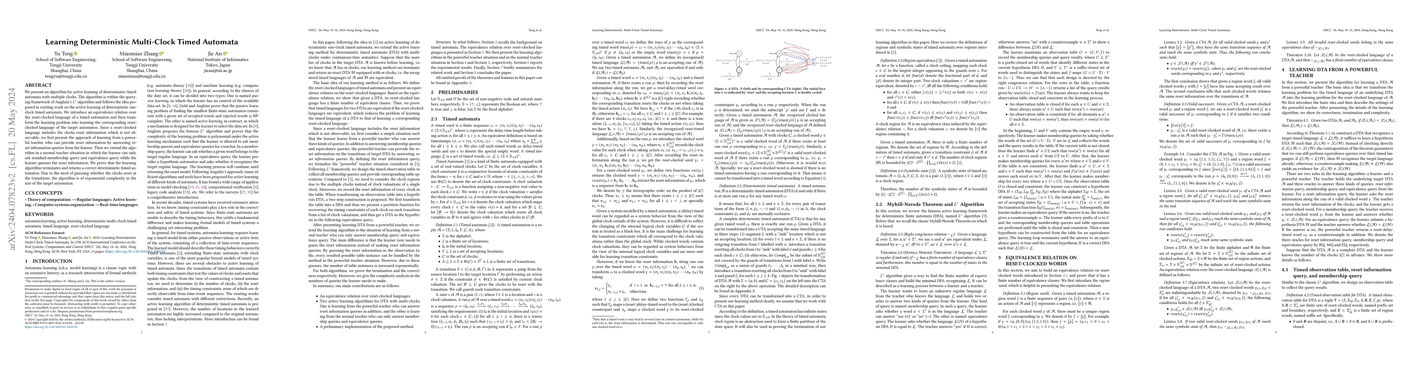 Thumbnail for Learning Deterministic Multi-Clock Timed Automata